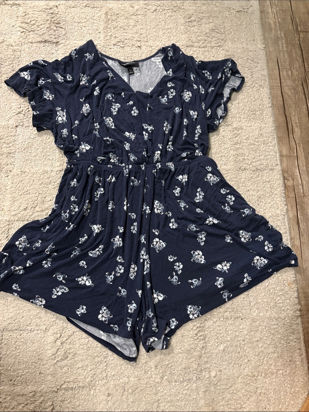 Lane Bryant Navy Floral Short Romper